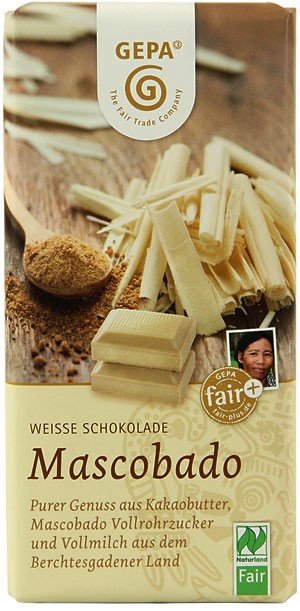 Chocolat blanc BIO Mascobado - GEPA